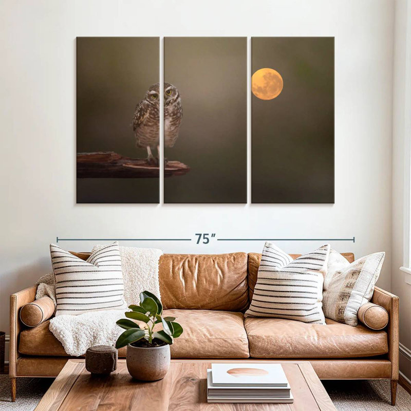 Brampt Owl Under The Moon, 36" H x 57" W