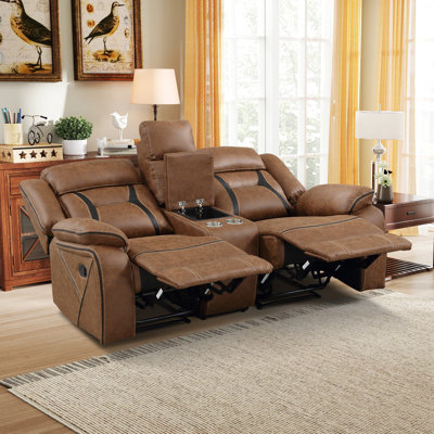 Fordwich 75.2" Wide Modern Soft Upholstered Multiple Cushion Manual Reclining Loveseat With Console