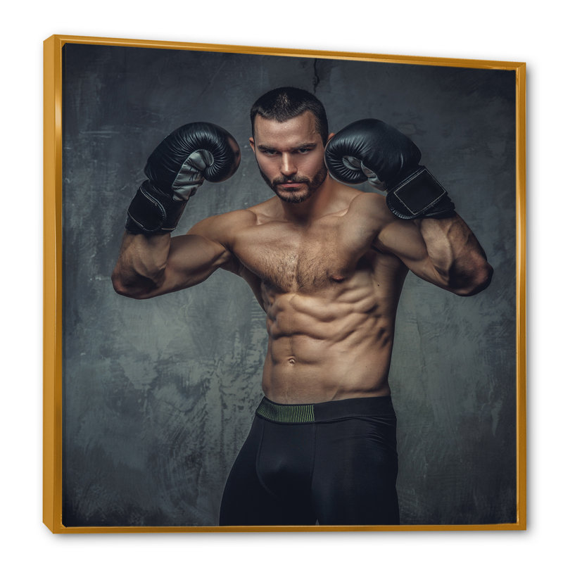 Gants de boxeur sans t-shirts, Cadre flottant doré, H 20 po x l 12 po x P 1 po