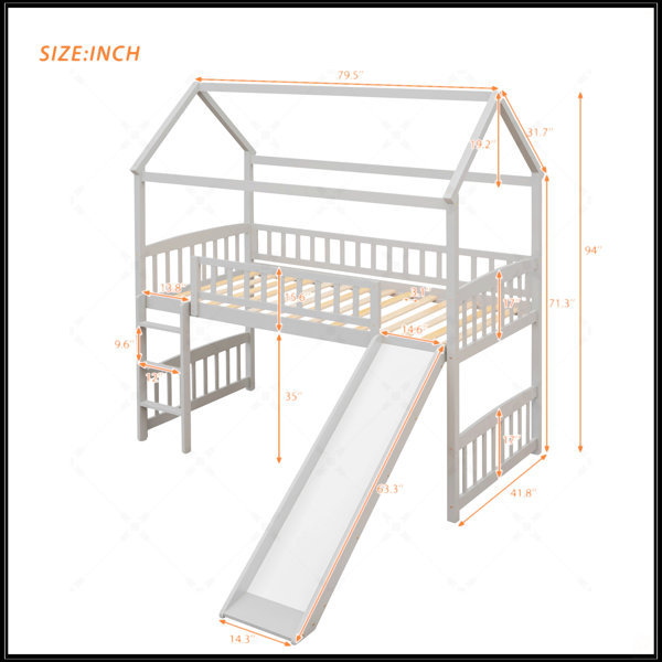 Latitude Run® Twin Loft Bed With Slide - Wayfair Canada