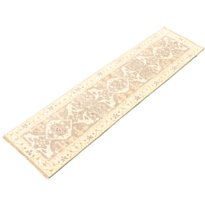 Tapis de couloir en Tapis décoratif laine noué à la main de conception unique noué à la main New Age 2 pi 6 po x 9 pi 9 po Ivoire/gris clair