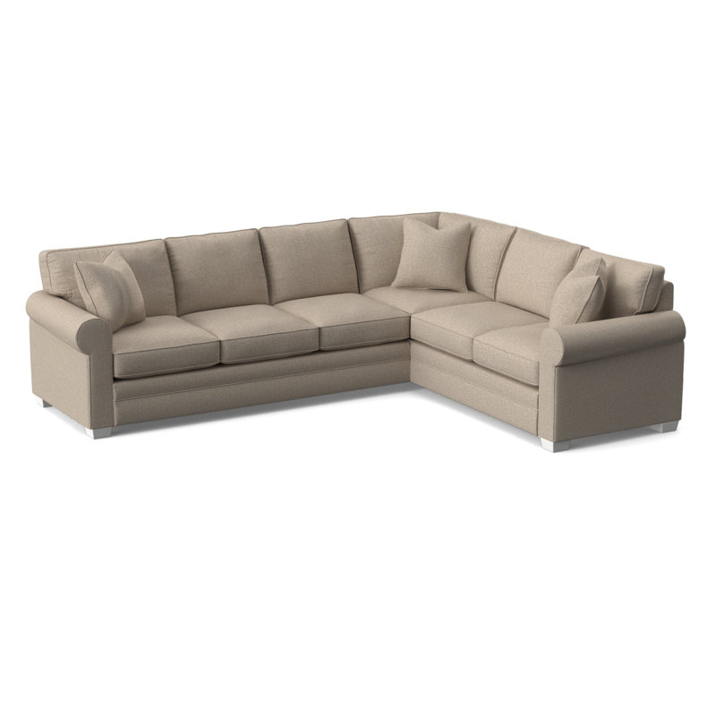 Bedford Upholstered L-Sectional, Frost White Finish, Eggshell Crypton Performance; 0884-93, Right Hand Facing