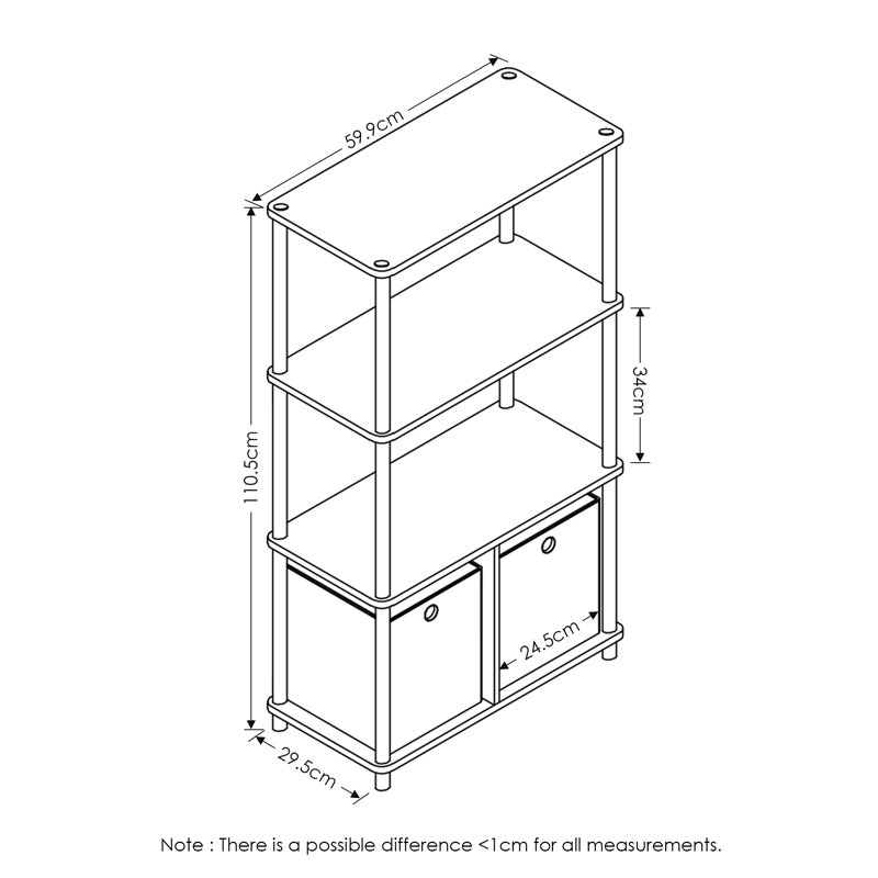 110.5cm H x 59.9cm W Plastic Etagere Bookcase, Dark Cherry/Black