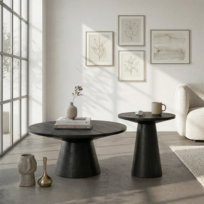 Astromeritis 2-Piece 36"W Round Pedestal Coffee and End Table Set