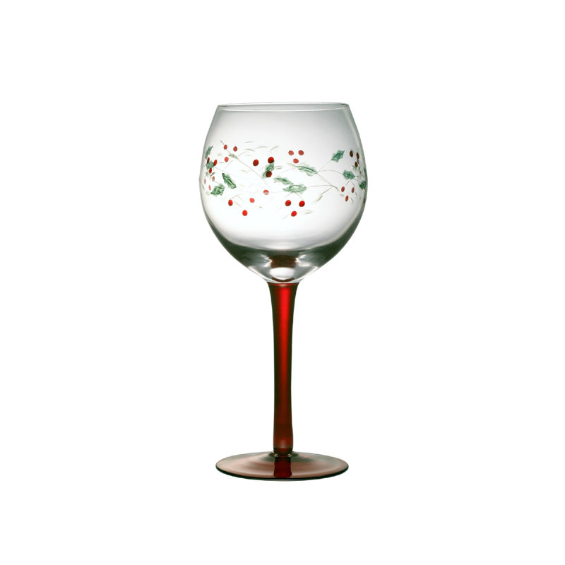 Winterberry 13 oz. Hand Painted Wine Goblets
