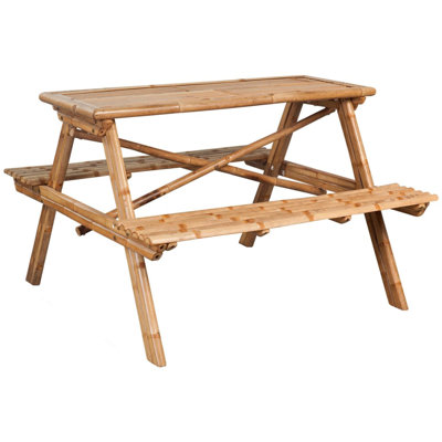 4 - Person Bamboo Wood Patio Dining Set with Rectangular Table