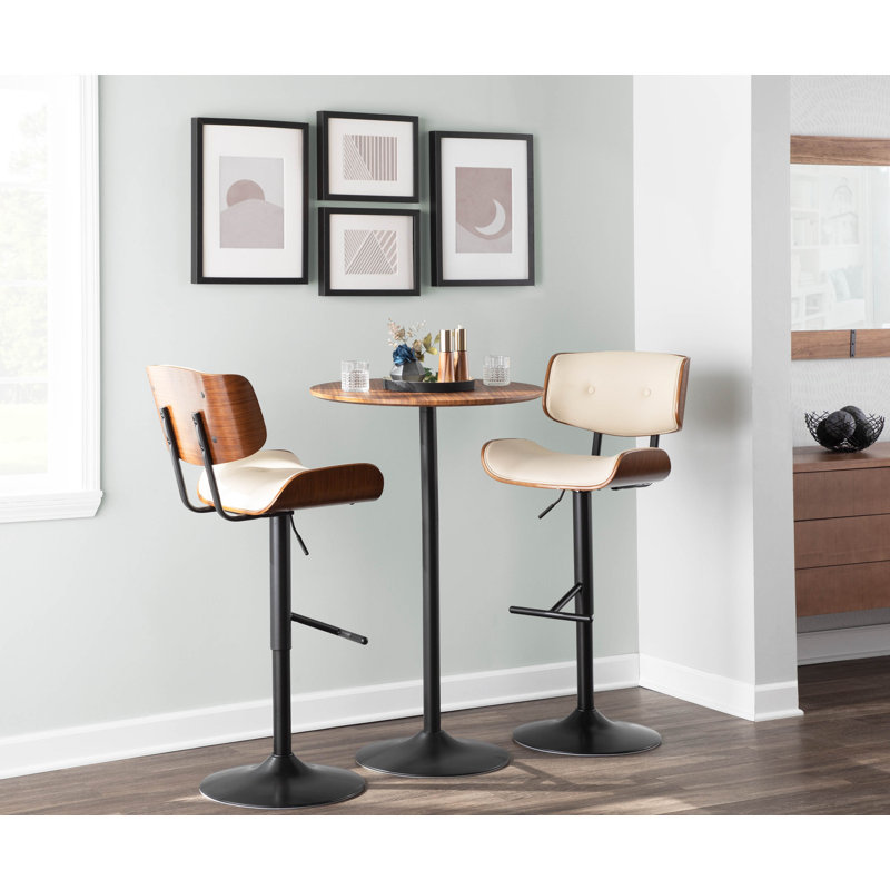 Betuel Swivel Upholstered Adjustable Height Counter Stool with Metal Frame, Cream
