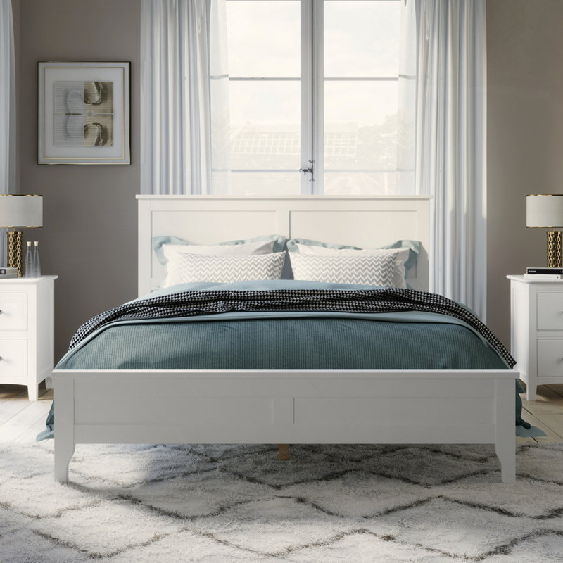 Modern Solid Wood Platform Bed with Sturdy Wooden Slats, No Box Spring Needed, King, Seadrift