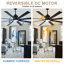 Ventilateur de plafond moderne de style ferme de 183 cm avec lumière et télécommande, moteur CC réversible à 6 vitesses, grand ventilateur de plafond industriel pour salon