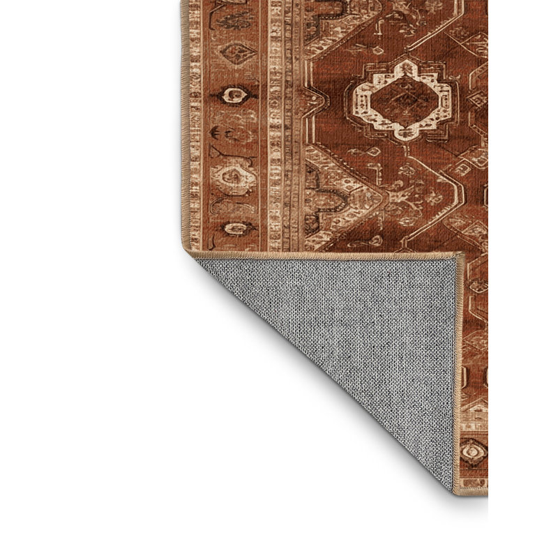 Tapis brun lavable à la machine, Rond 7 pi