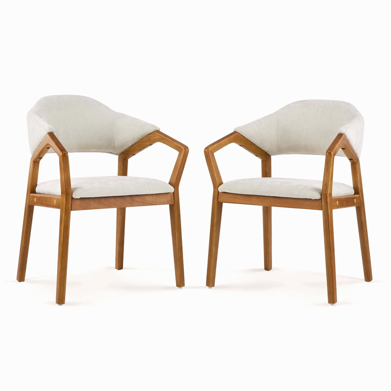 Ensemble de 2 chaises de salle à manger d'intérieur, fauteuil rembourré en chenille avec structure robuste, capacité de 300 lb, dossier incurvé ergonomique