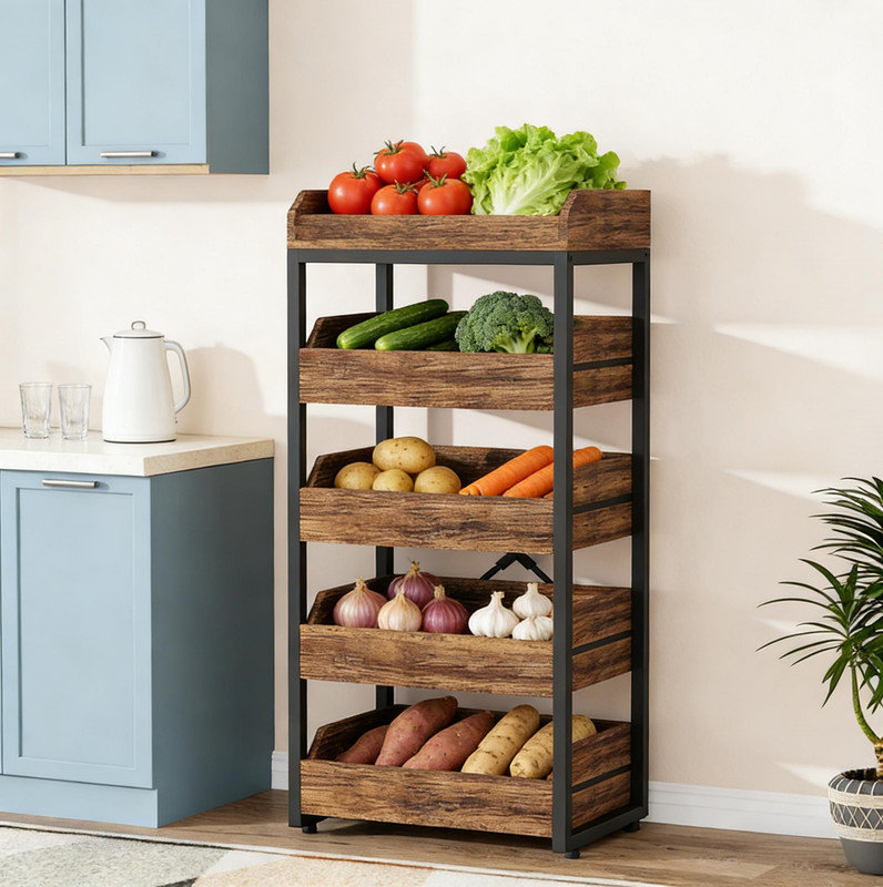 Organisateur de collations, support de panier à vin, support de rangement en bois