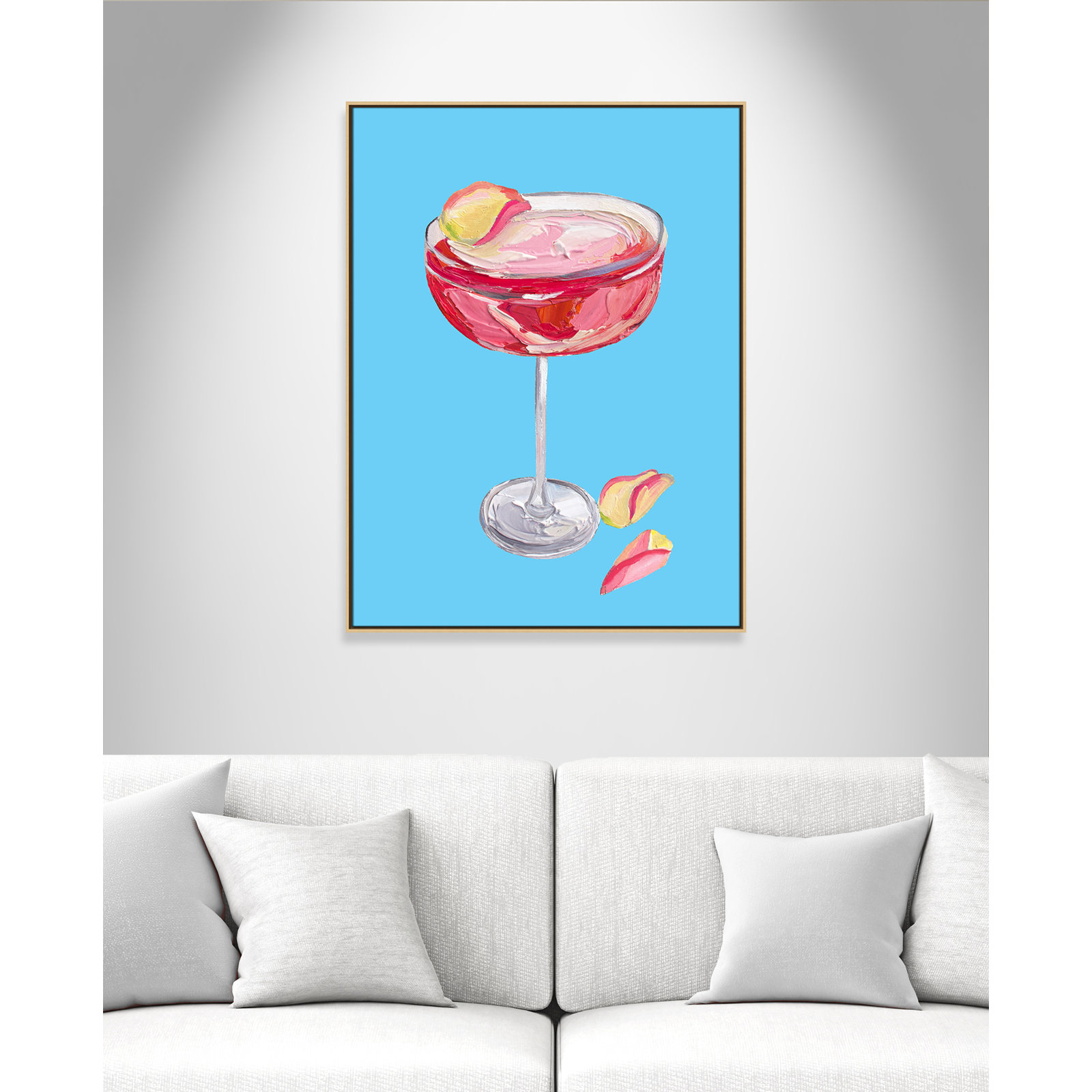 Sparkling Rose Gin Cocktail Print by Straker, 49.5" H x 37.5" W, Natural Floater