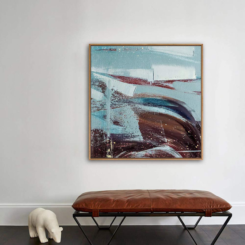 «Blue Brown Modern Texture Effect», reproduction d'art sur toile, H30, impression sur toile encadrée, Naturel
