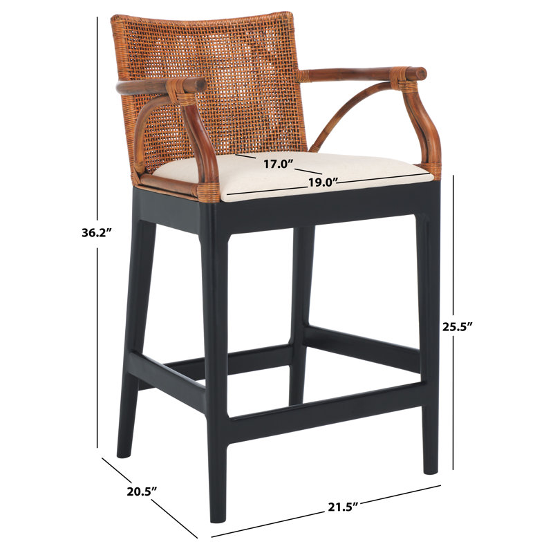 Gianni  Counter Stool, Brown/White Seat/Black Frame