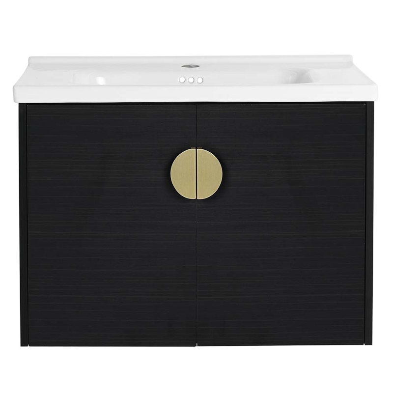 Meuble-lavabo simple 27,8 po avec lavabo en noir