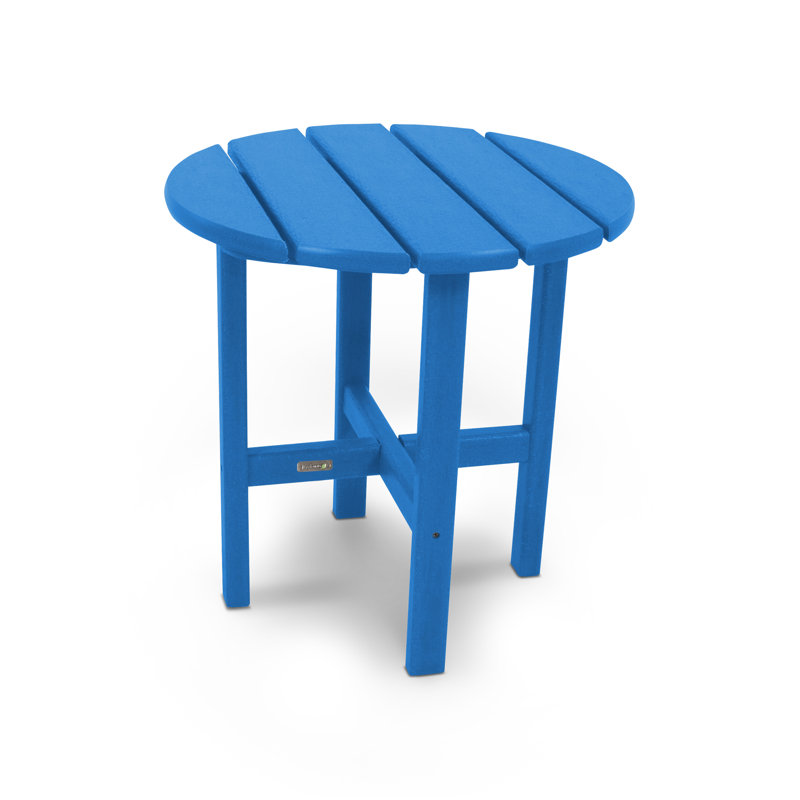 Table d'appoint ronde POLYWOOD de 18 po par Ivy Terrace, Bleu pacifique