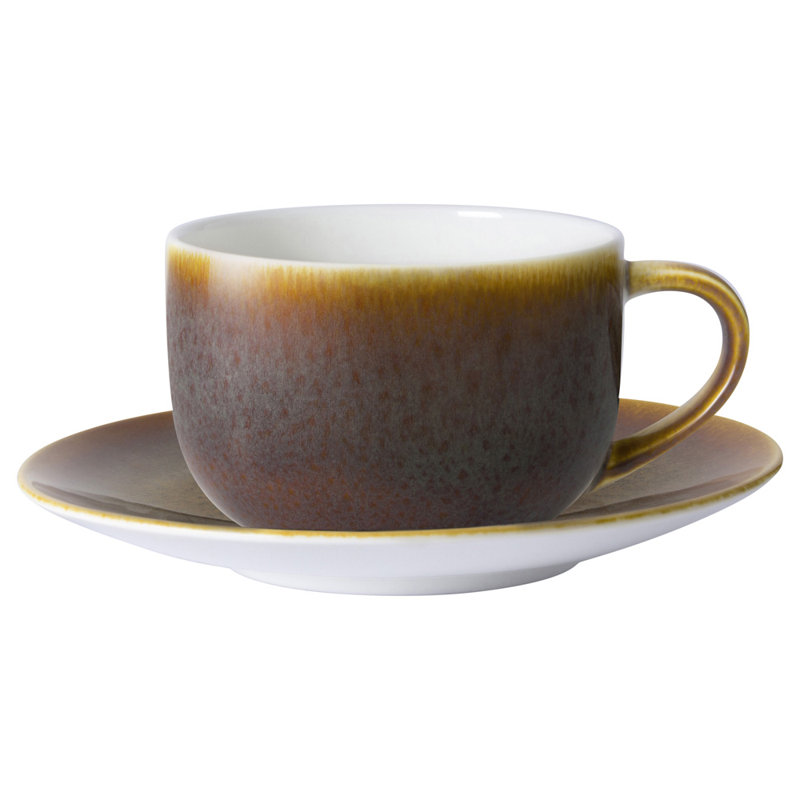 Art Glaze Handmade Bone China Saucer, Flamed Caramel