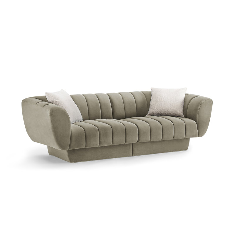 Charlotte 224Cm Velvet Rolled Arms Chesterfield Sofa, Beige