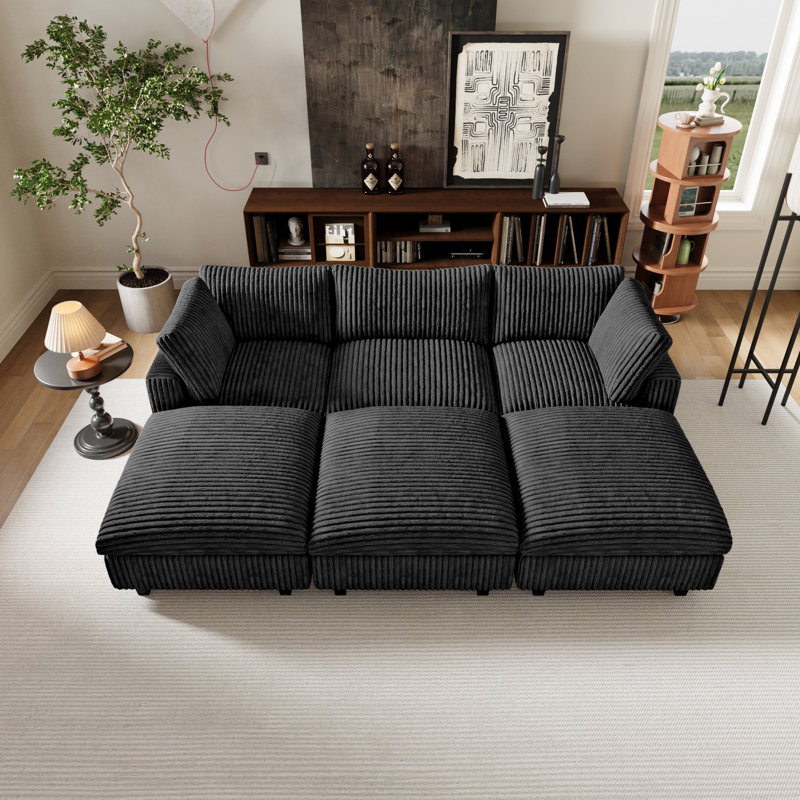 Canapé modulaire avec repose-pieds 6 pièces 6 pièces, Black