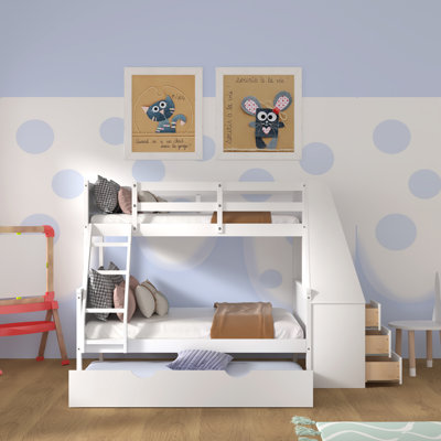 Fynton Twin Over Full 2 Drawer Triple Bunk Bed with Built-in-Desk by Harriet Bee -  4C7359C6CA604291AA0EF7B7321781D9