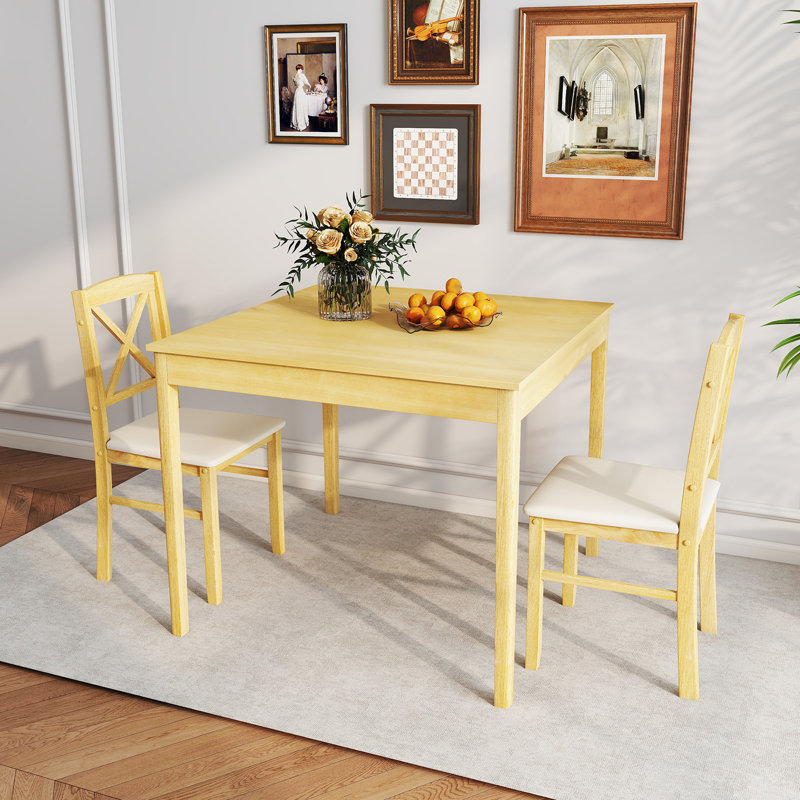 Dining Set, Yellow, White/Beige