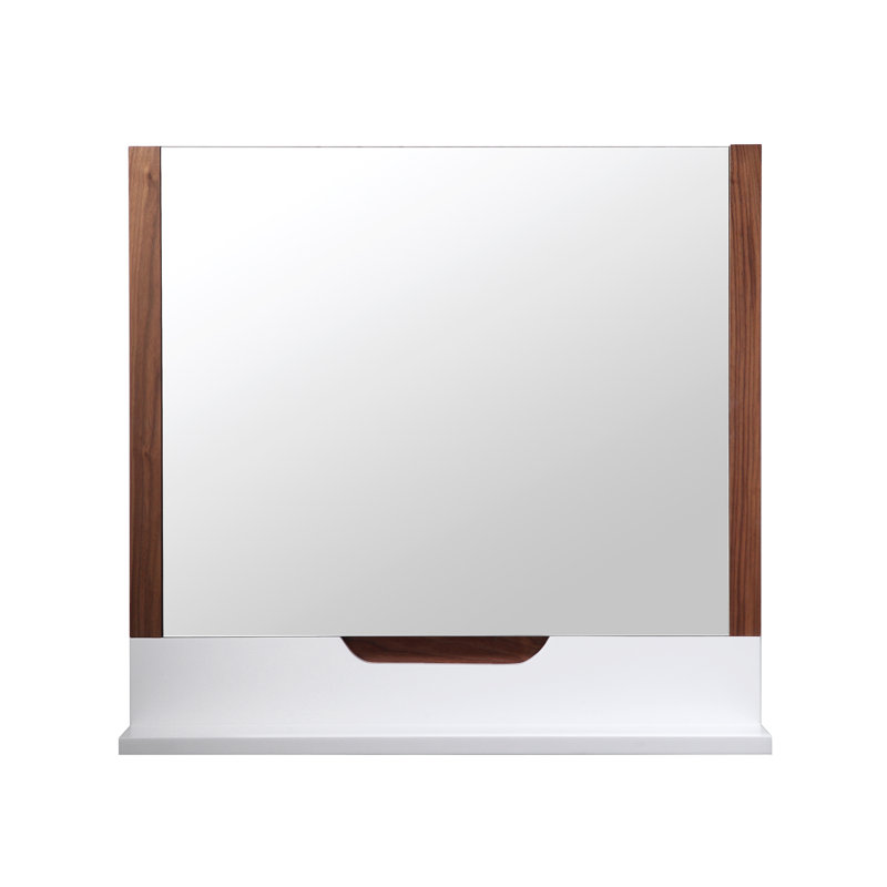 Miroir de salle de bain Aliyanna, H 33,5 po x l 35,5 po x P 0,25 po, Bleu / blanc mat