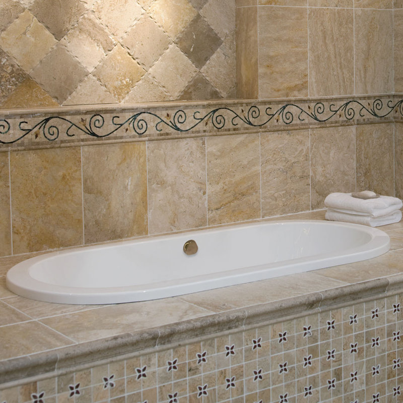 Elle 66'' L Soaking Bathtub, White, Satin Nickel