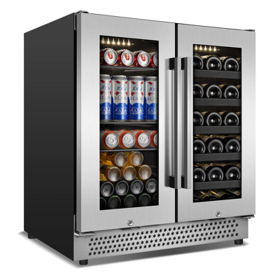TAZPI 30 in. 29 Bottle and 110 Can Dual Zone Built-In/Freestanding Wine & Beverage Refrigerator