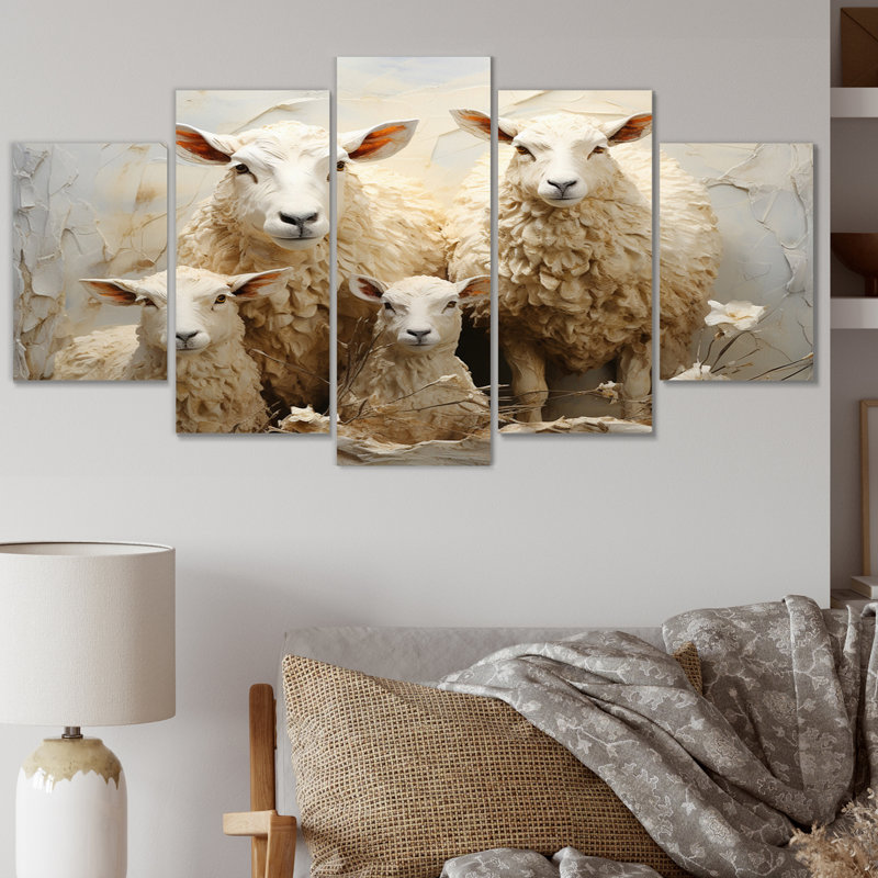 Sheep Texture I - Animals Canvas Print - 5 Panels