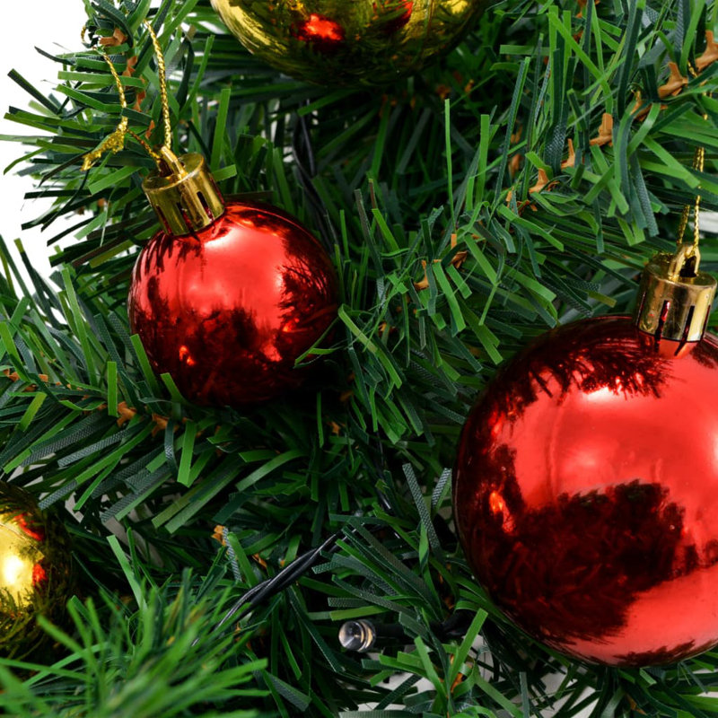 Guirlande de Noël artificielle avec boules et lumières DEL vertes, 32 pi 8 po L