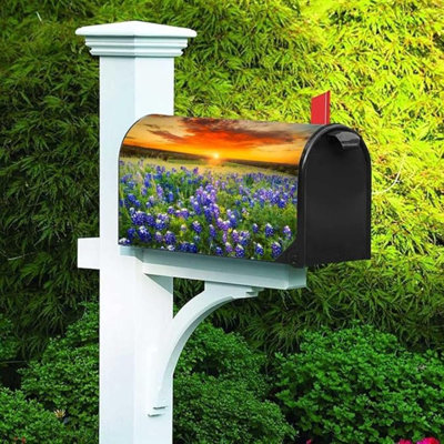 EMMTEEY Magnetic Mailbox Covers Texas Pasture Filled With Bluebonnets At Sunset Mailbox Wraps Post Box Covers For Yard 21X18 Inch