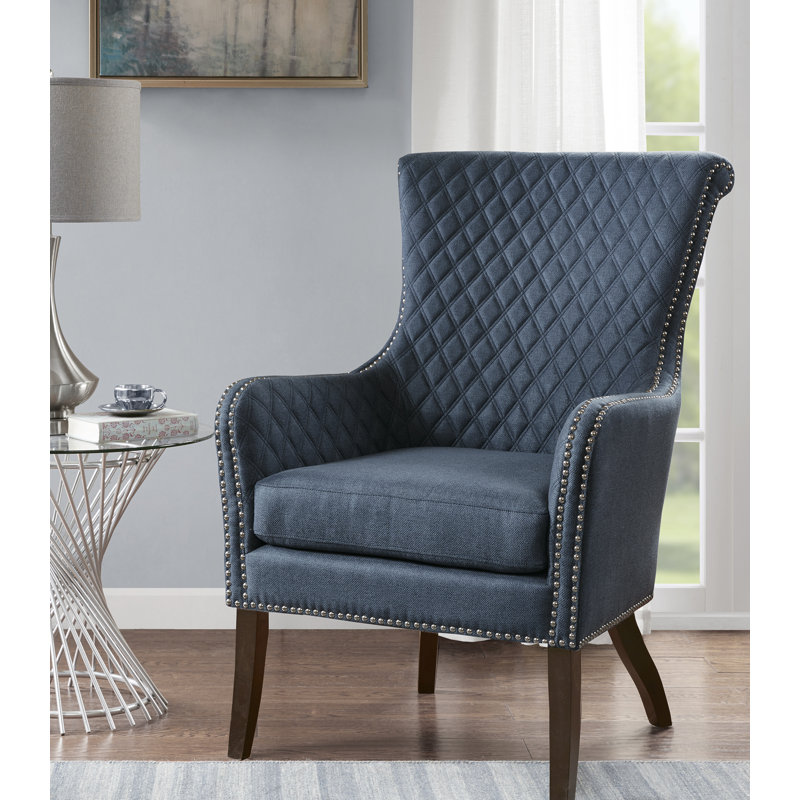 Assael Mindy Quilted Back Accent Chair, Dark Blue