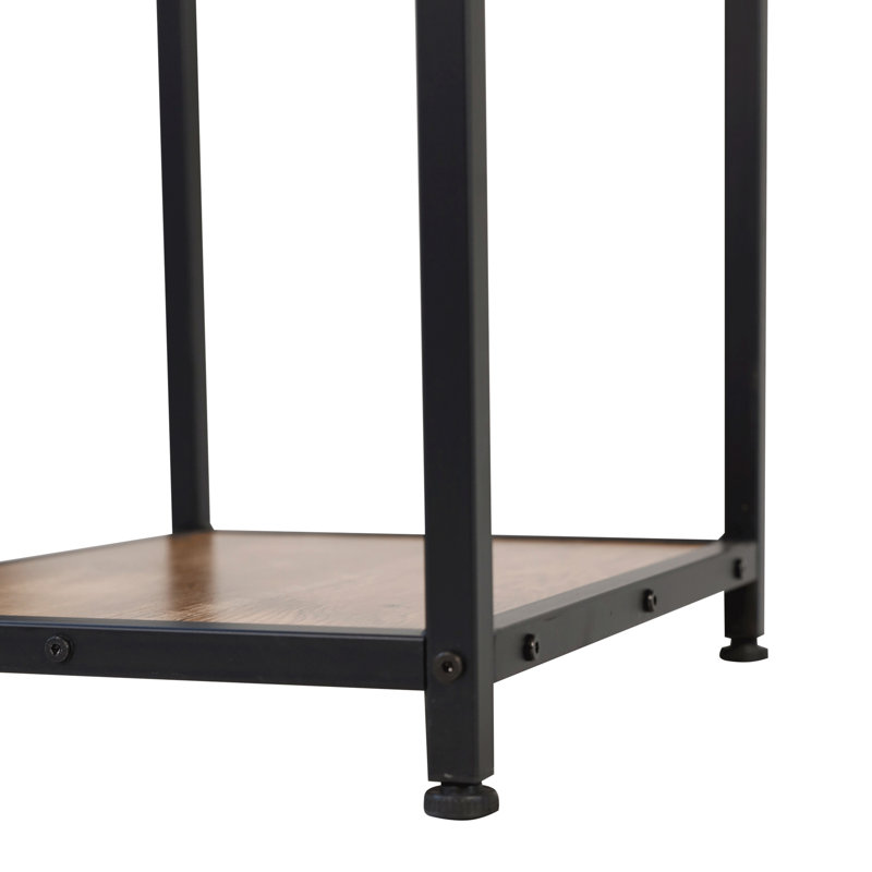 Quintavia Modern Metal Bar Table with Bottle and Stemware Storage, Black/Brown