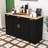 Modern Wooden Kitchen Island with Pull-Out Rack, Adjustable Shelves and Soft-Close Hinges-1332525277