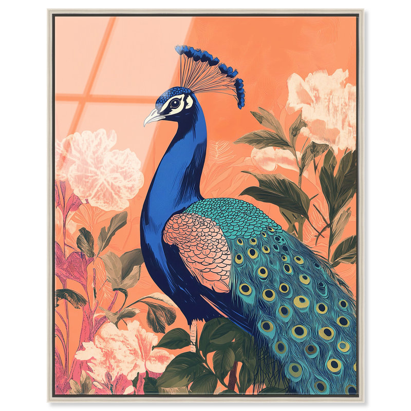 Peacock Garden Dance Canvas Animals Print by Oliver Gal, 25"H x 21"W, Silver Frame