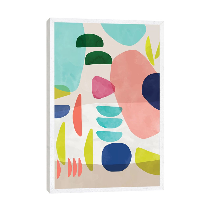 Organic Bold Shapes - Print on Canvas, 66.04cm H x 45.72cm W x 3.81cm D, White Framed