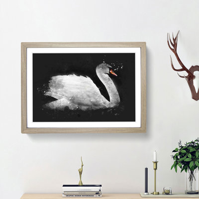 White Swan Swimming - Picture Frame Graphic Art Print
