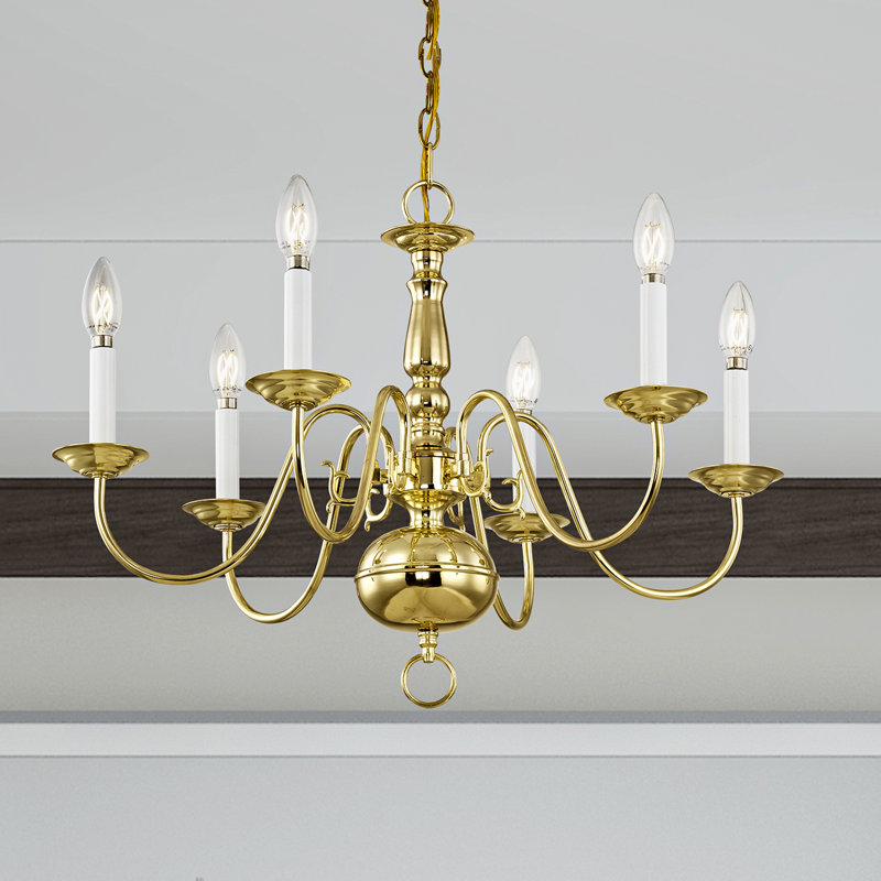 Benedetto Steel Dimmable Chandelier, Polished Brass, 6