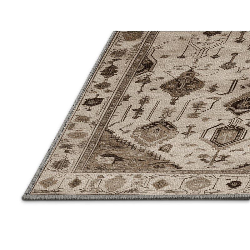 Tapis persan gris lavable à la machine, Carré 4 pi
