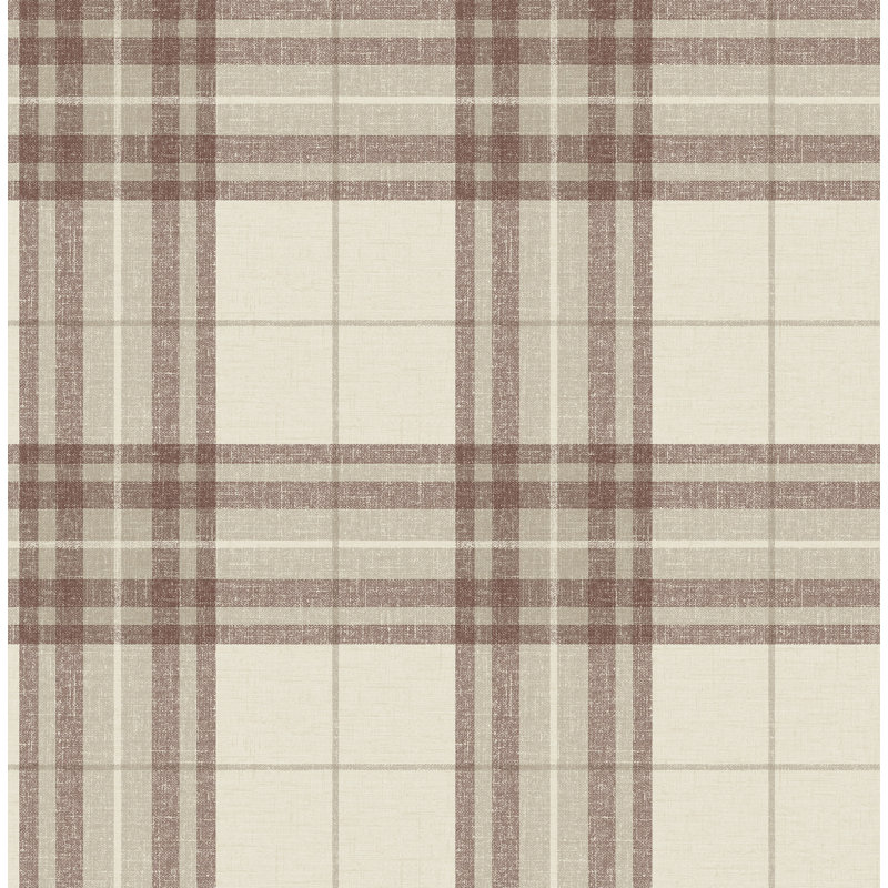 Papier peint à carreaux rouille et à motif de cabine, Red
