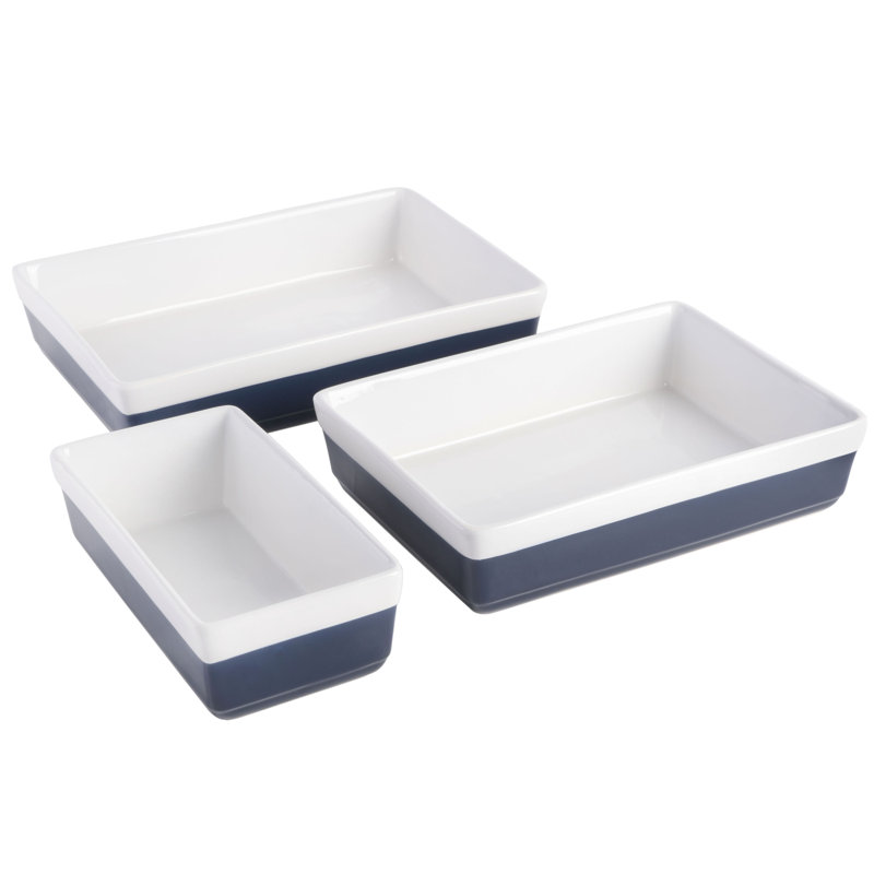 Ensemble de plats en grès 3 pièces Martha Stewart, Cobalt