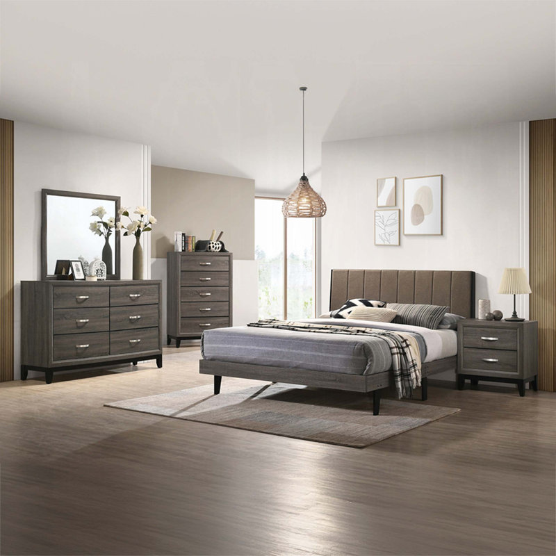 Table de chevet transitionnelle 2 tiroirs 1Pc