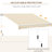 Cream White 12' X 8' Balcony Awning. Retractable Sun Shade With Manual Crank. 280G/M & Water- Fabric. Aluminum Frame For Deck, Yard Patio Awning Shade, Crank Handle, Fabric, Balcony, Yard,