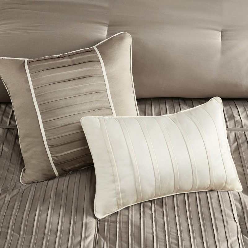 Ensemble de literie taupe de style moderne - 7 pièces avec couette très confortable en fer à vapeur Charmeuse