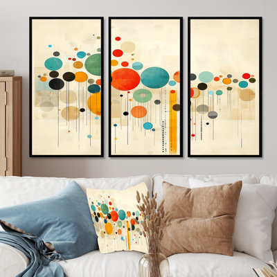 Radiant Echoes Of Mid Century Colors II - Abstract Midcentury Wall Art Print Set