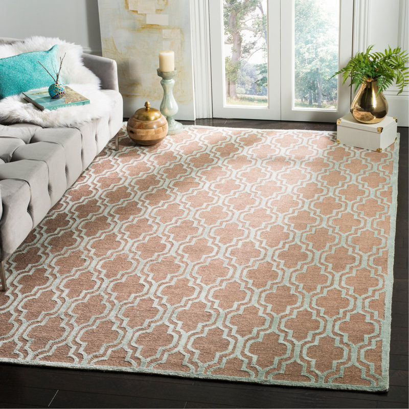Trudell Hand Knotted Linen Geometric Rug, Rectangle 6' x 9'