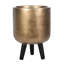 Metallic Concrete Effect Cylinder Round Planter on Hardwood Legs, Round Indoor Plant Pot Stand for Indoor Plants, Indoor Flower Pot-1091484467-1091484466