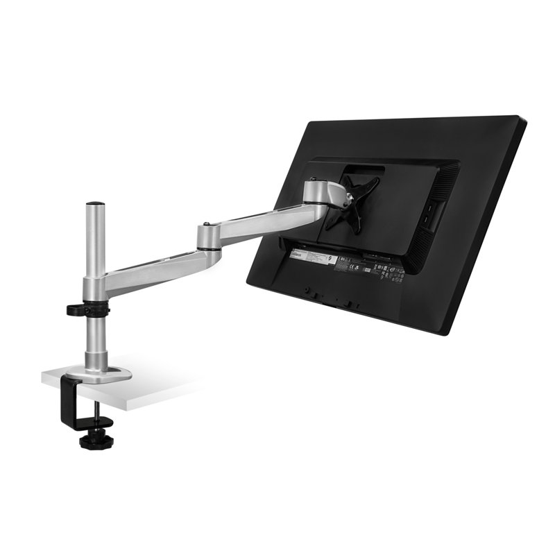 Silver Adjustable Die-Cast Aluminum Single Monitor Desk Mount