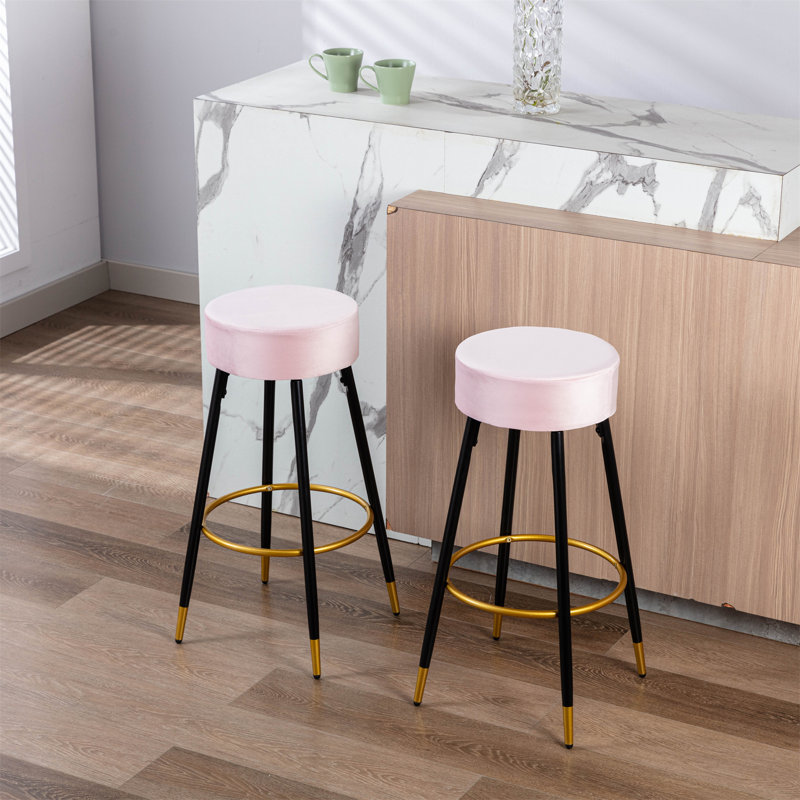 Ensemble de 2 tabourets de bar à hauteur de comptoir Agee, Rose